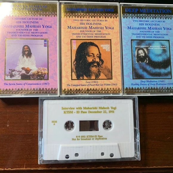 Historic Lectures Maharashi Mahesh Yogi 4 Cassettes His Holiness Deep Meditation - Picture 1 of 1
